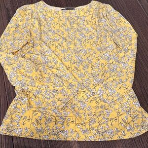 Banana Republic Yellow Floral Peplum Blouse